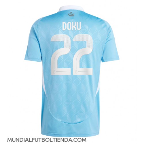 Camiseta Bélgica Jeremy Doku #22 Segunda Equipación Replica Eurocopa 2024 mangas cortas